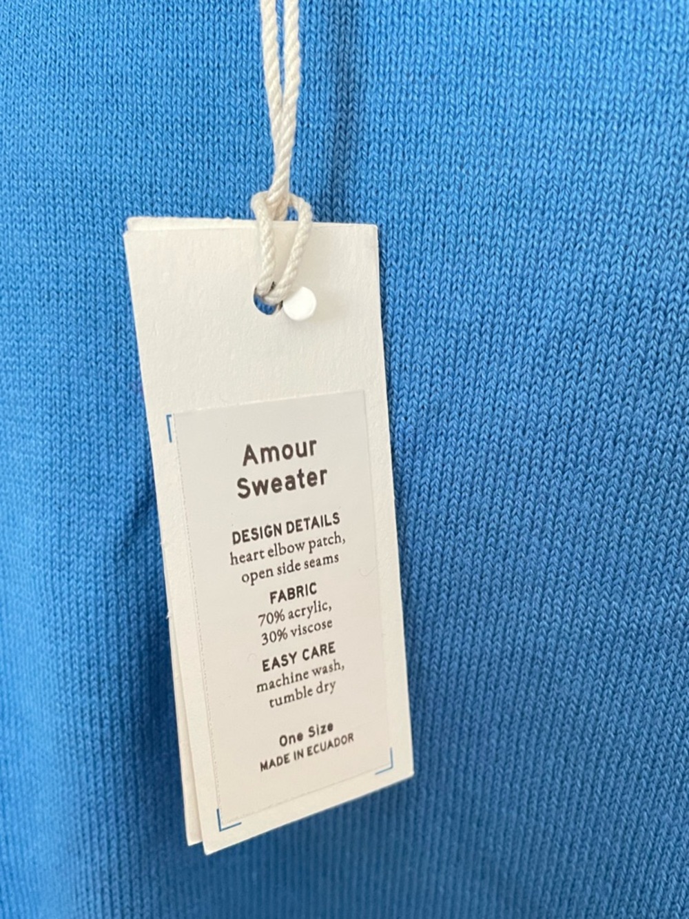 Mersea Amour Sweater Azure Blue Stripe Heart Patch One Size New - Picture 5 of 7